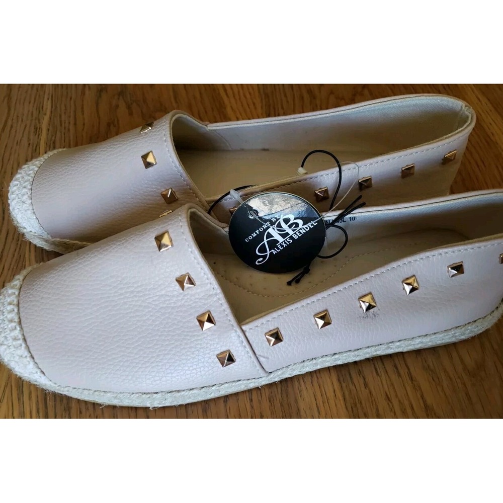 Alexis Bendel Women's Crochet Espadrille Flats Regular Beige Slip-on Size 10 NWT